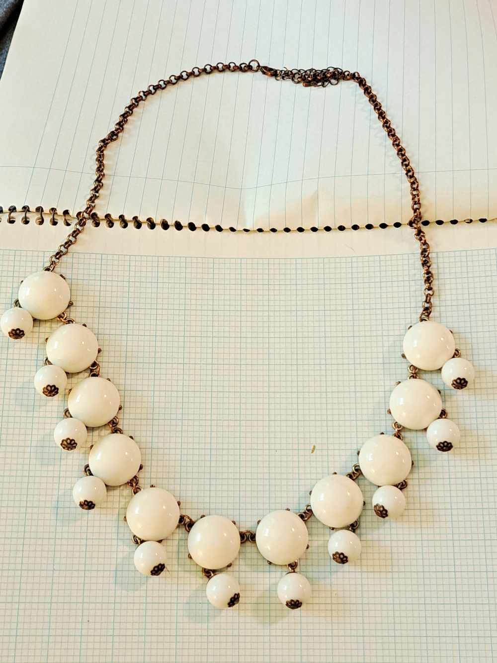 J. Crew Creamy White Bubble 90s Necklace with Gold Tone Chain
